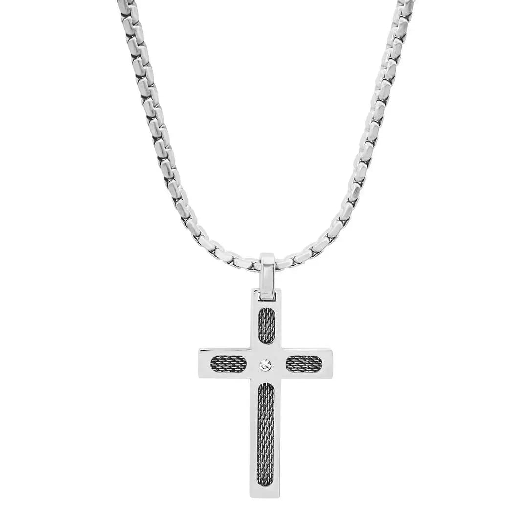 Steeltime Diamond Cross Pendant