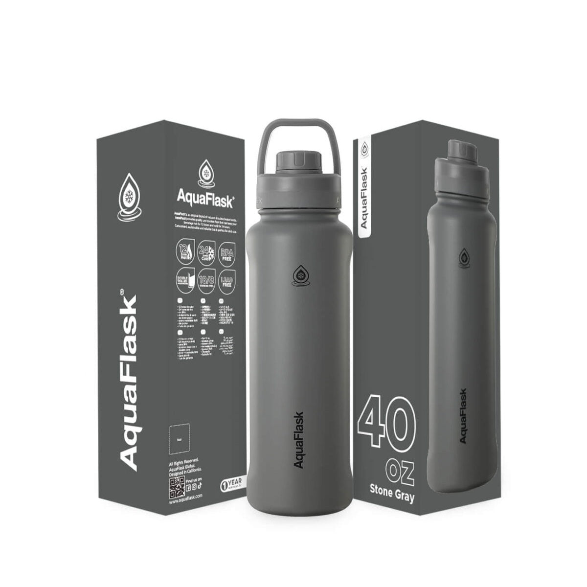 AquaFlask 1080ml (40oz) Double Wall Insulated Stainless Steel Water Bottle – Hot & Cold, Leakproof, BPA-Free