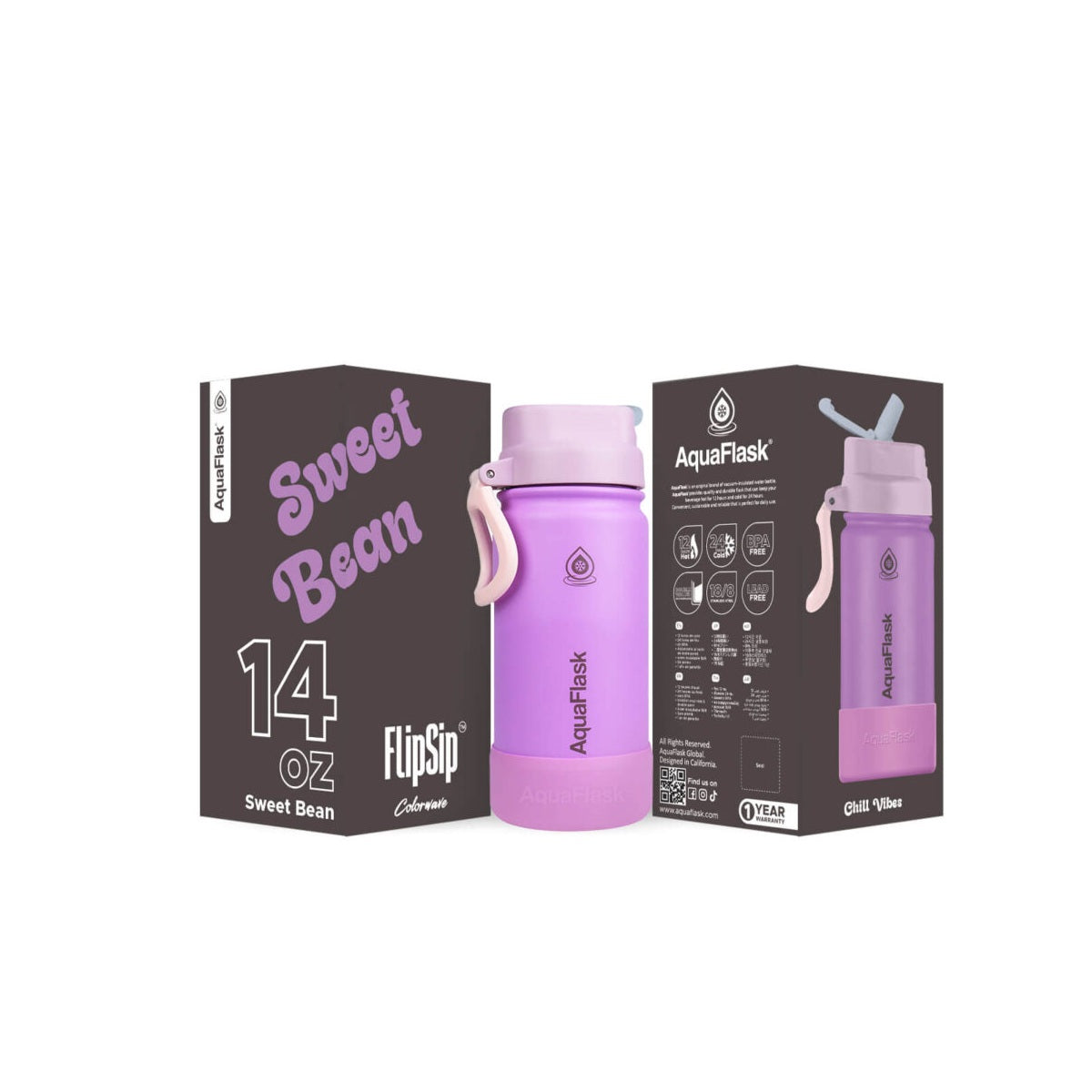 AquaFlask Kids FlipSip 414mL (14oz) Water Bottles