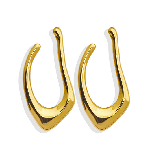 TARAJI Abstract Shaped Hoop Earrings in Gold