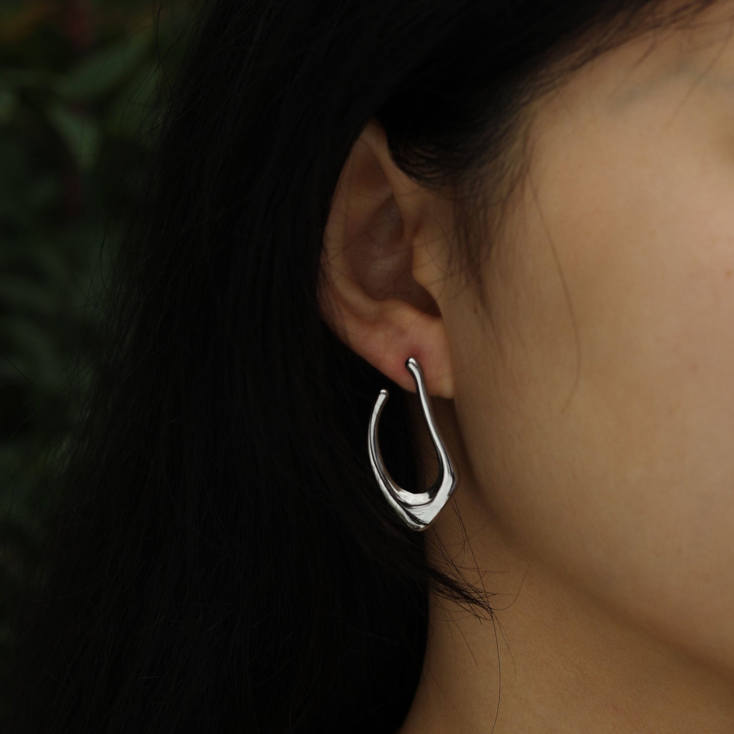 TARAJI Abstract Shaped Hoop Earrings in Silver