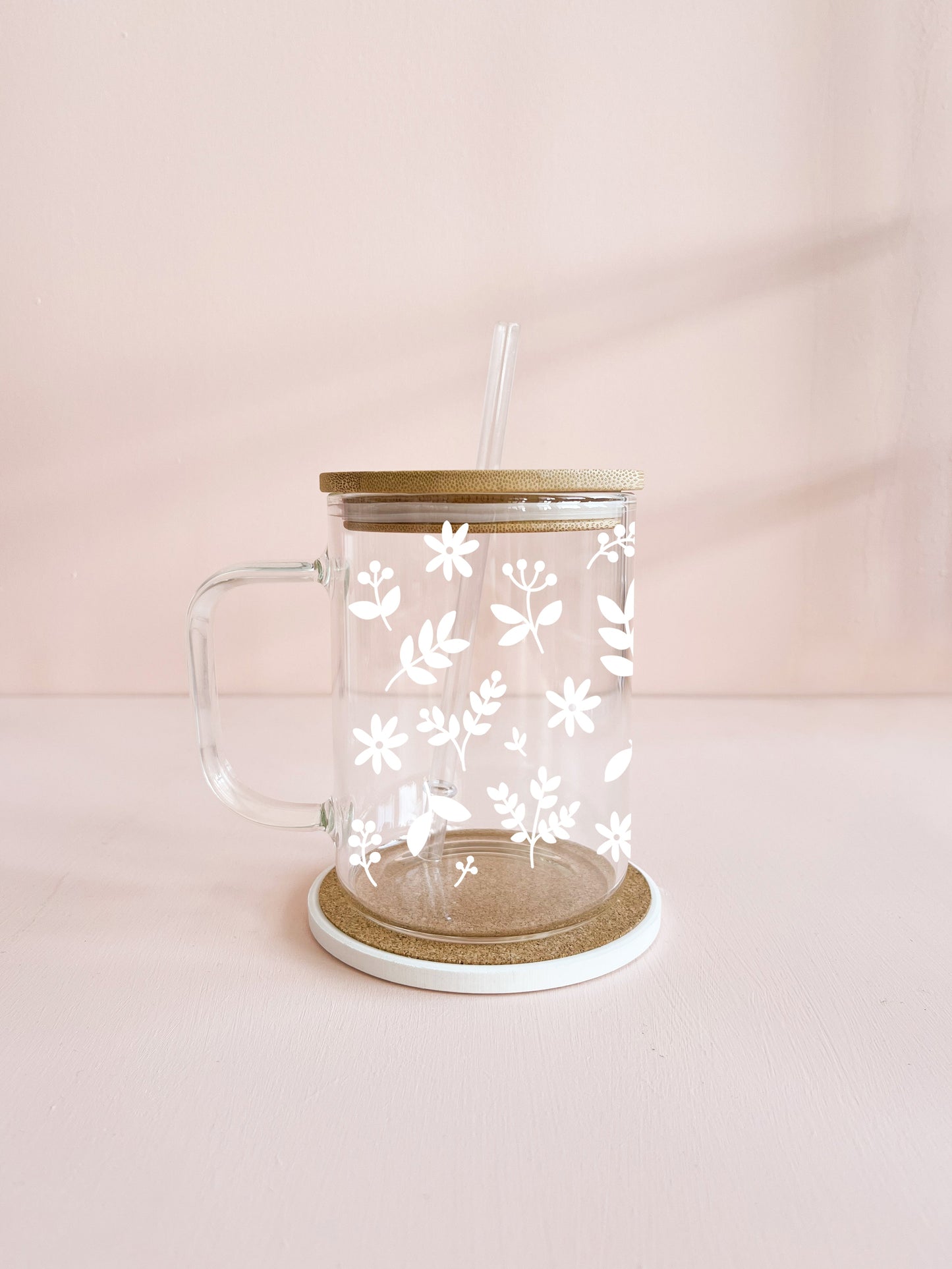 Tasse boho 17oz - feuillage blanc