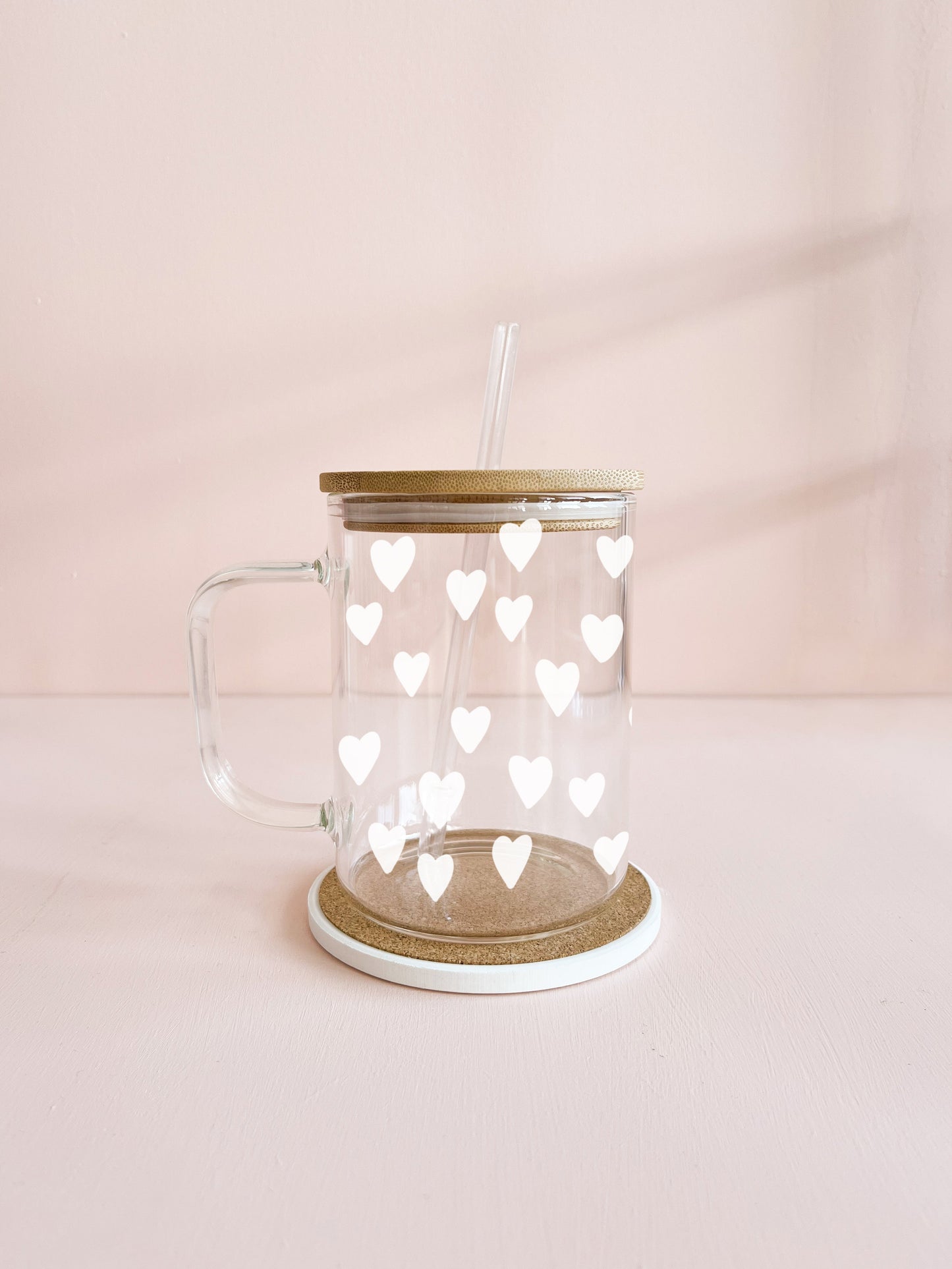 Tasse boho 17oz - coeurs blanc