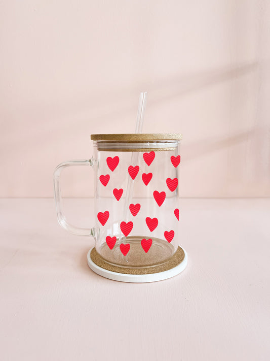 Tasse boho 17oz - coeurs rouge