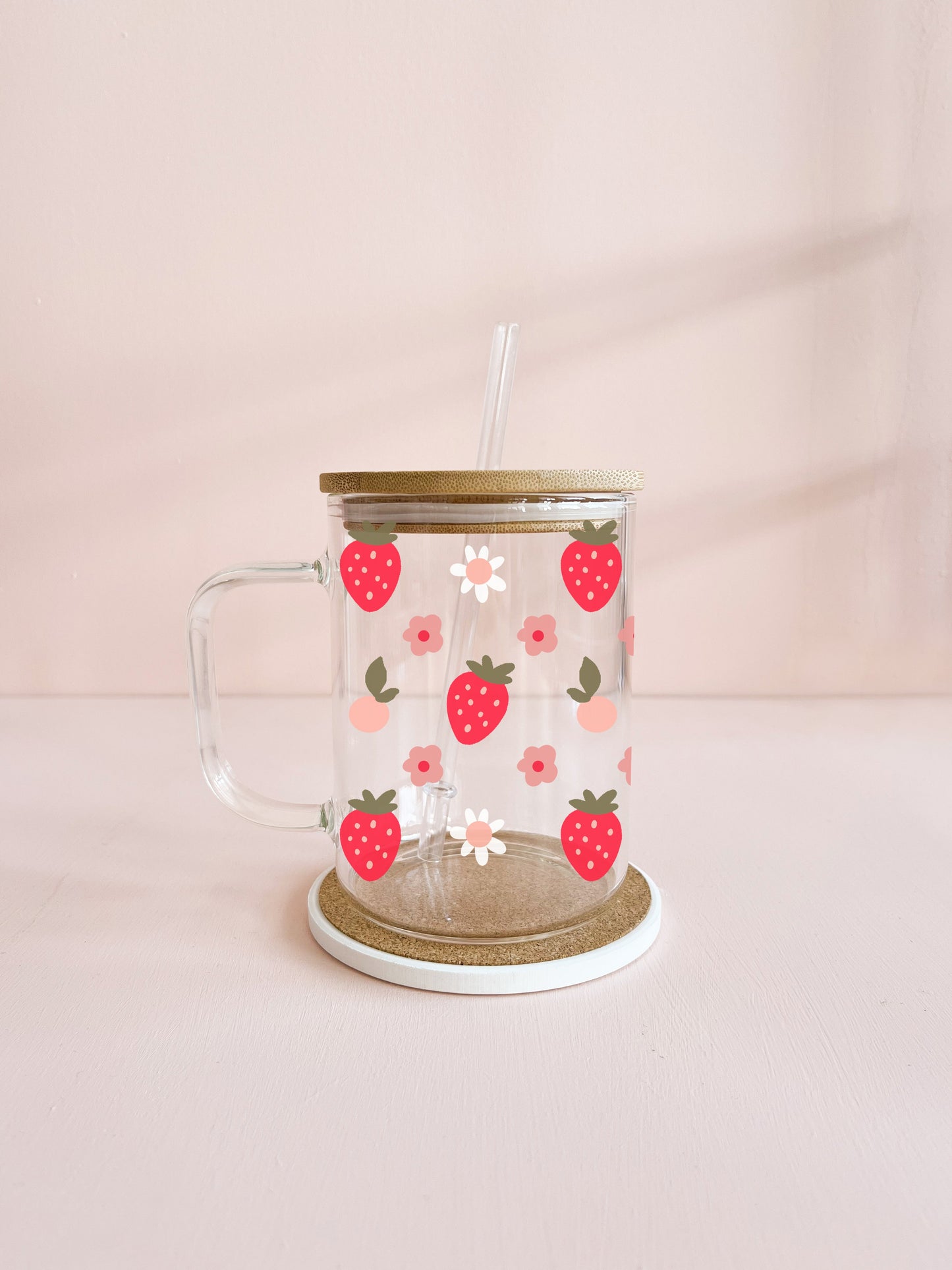 Tasse boho 17oz - fraises & fleurs