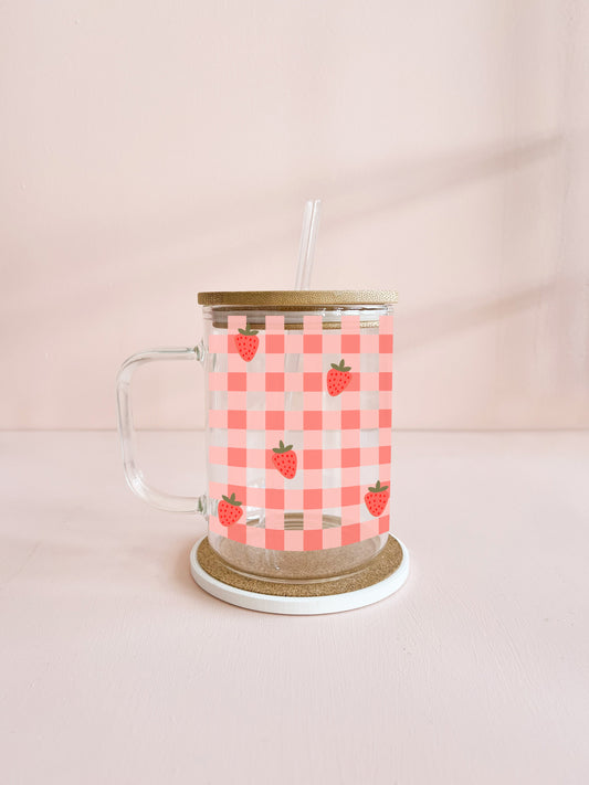 Tasse boho 17oz - Gingham fraises