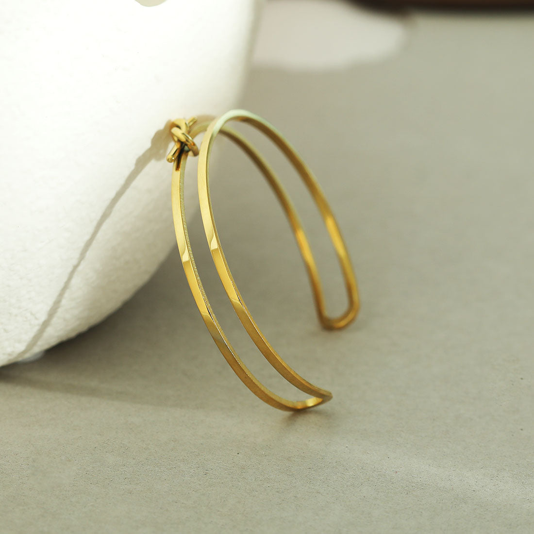TIED: Knot Detailed Stacked Bracelet in Gold