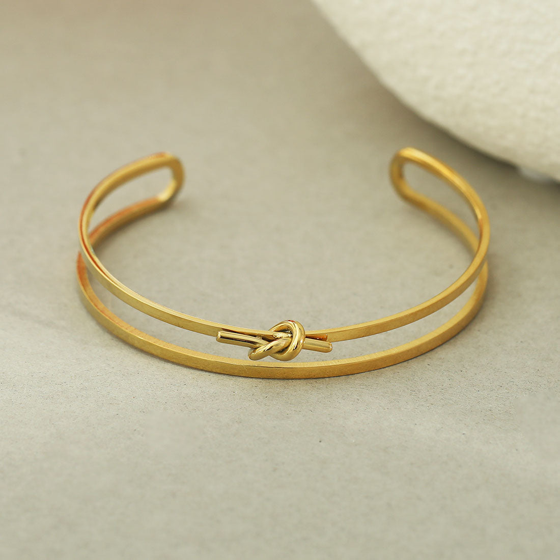 TIED: Knot Detailed Stacked Bracelet in Gold