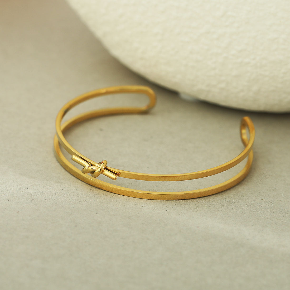 TIED: Knot Detailed Stacked Bracelet in Gold