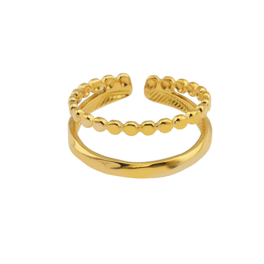 TIFFANY Double Stacked Beaded Gold Ring