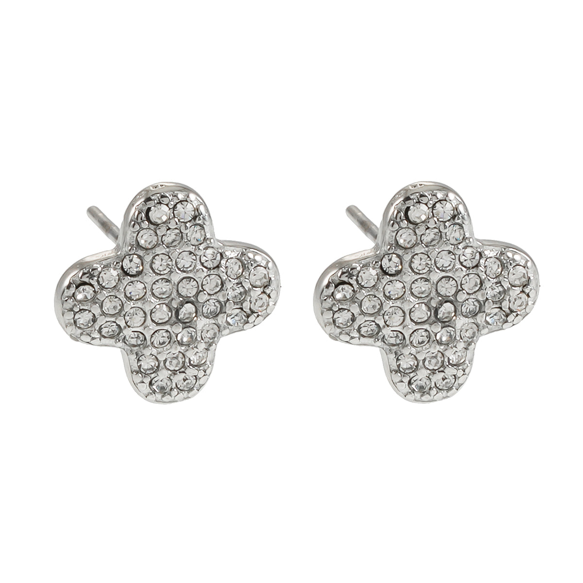 TREMBLANT White Gold (Silver Toned): Dazzling Pavé Zirconia (CZ) Stud Earrings – Elegant Sparkle AM or PM
