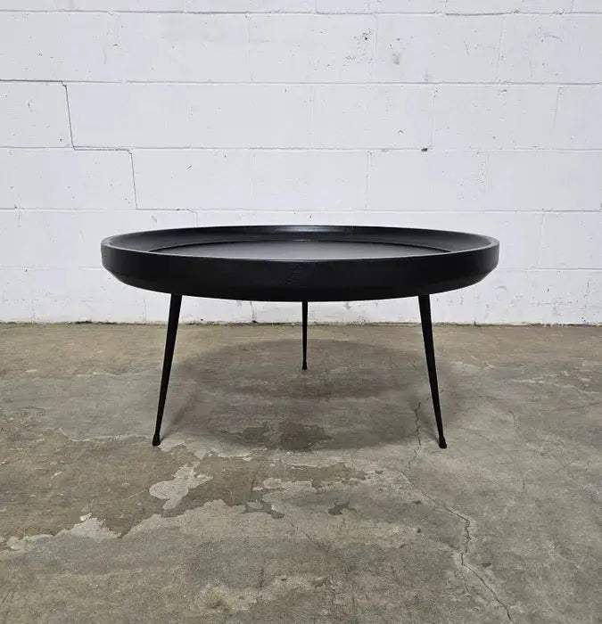 Table à Café ronde en bois de manguier fini noir
