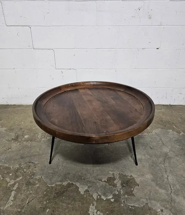 Table à café ronde en bois de manguier (Walnut)