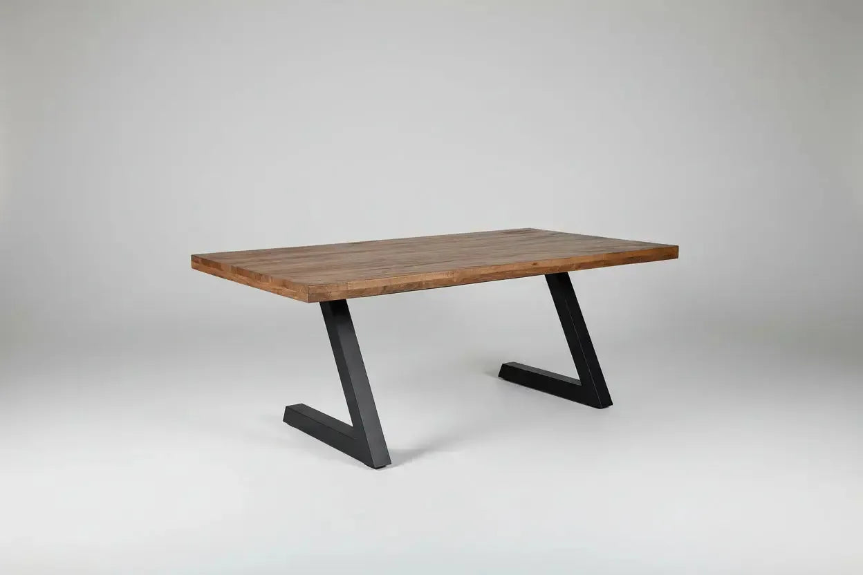 Table ou bureau en bois de manguier et patte en L acier noir