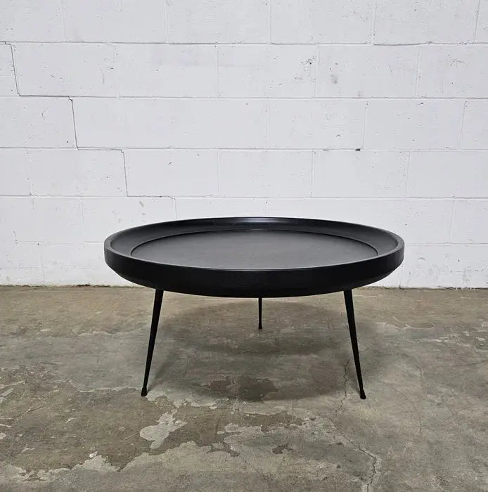 Table à Café ronde en bois de manguier fini noir