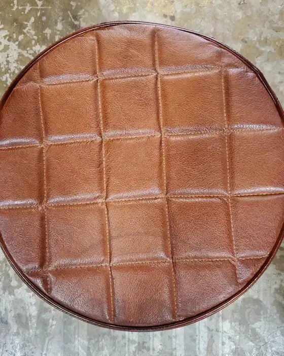 Tabouret de comptoir en cuir ajustable base d'acier noir ou brut