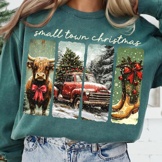 Sweatshirt Crew Hoodie T-Shirt  Christmas Vintage Christmas Small Town Christmas