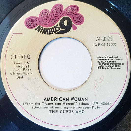 The Guess Who – American Woman / No Sugar Tonight -  7" Single - 1980