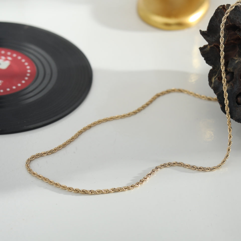 ULYANA: Rope Chain Gold Necklace - 16 Inches