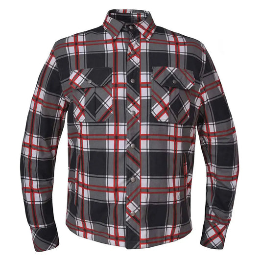 Unik International Men's Red and White Riding Flannel Armoured Shirt