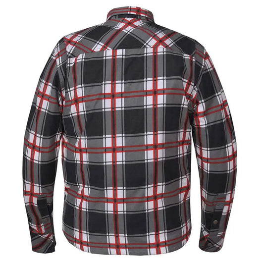 Unik International Men's Red and White Riding Flannel Armoured Shirt