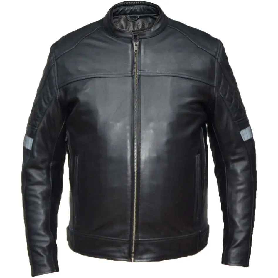 Unik International Men's Reflective Stripe Motorcycle Jacket