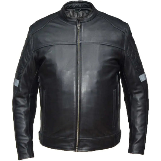 Unik International Men's Reflective Stripe Motorcycle Jacket