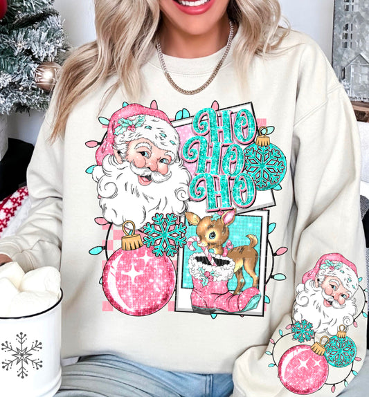 Sweatshirt T-Shirt  Christmas HO HO HO   Jumbo Print - With Sleeves Offered .