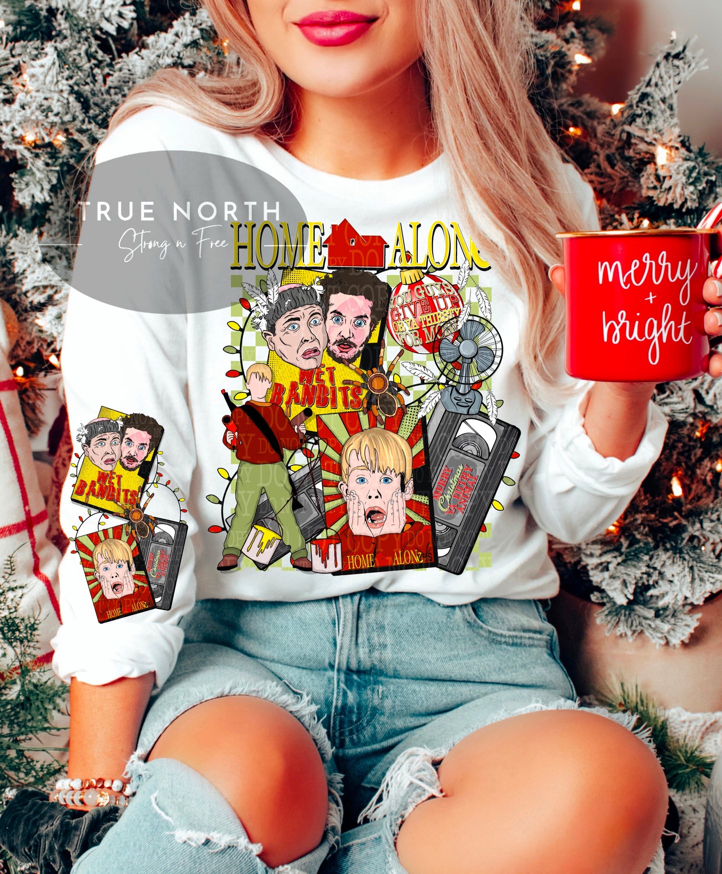 Sweatshirt T-Shirt  Christmas Jumbo Print  HOME Alone Sleeves Offered .