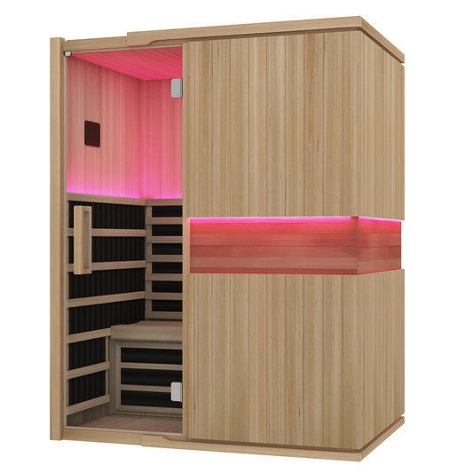 Blisspod | Milano | Full Spectrum Sauna Canadian Hemlock Ultra Low EMF, 7 Far Infrared & Red Glass Heater & Chromotherapy – 3 Person
