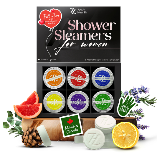 Zen & Hearth Shower Steamers Gift Set for Women – 6 Pack Natural Aromatherapy Shower Bombs for Self-Care and Relaxation