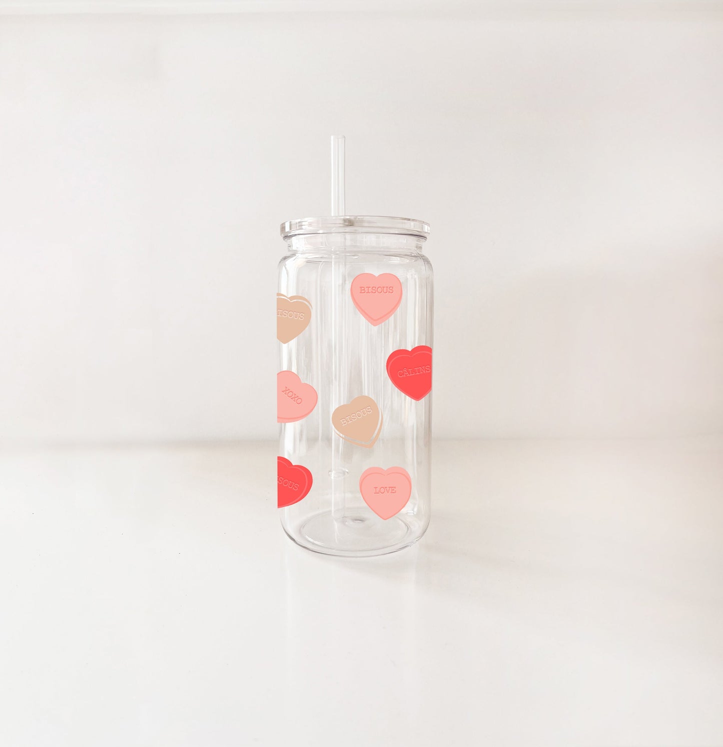 Verre en plastique 16oz - St-Valentin