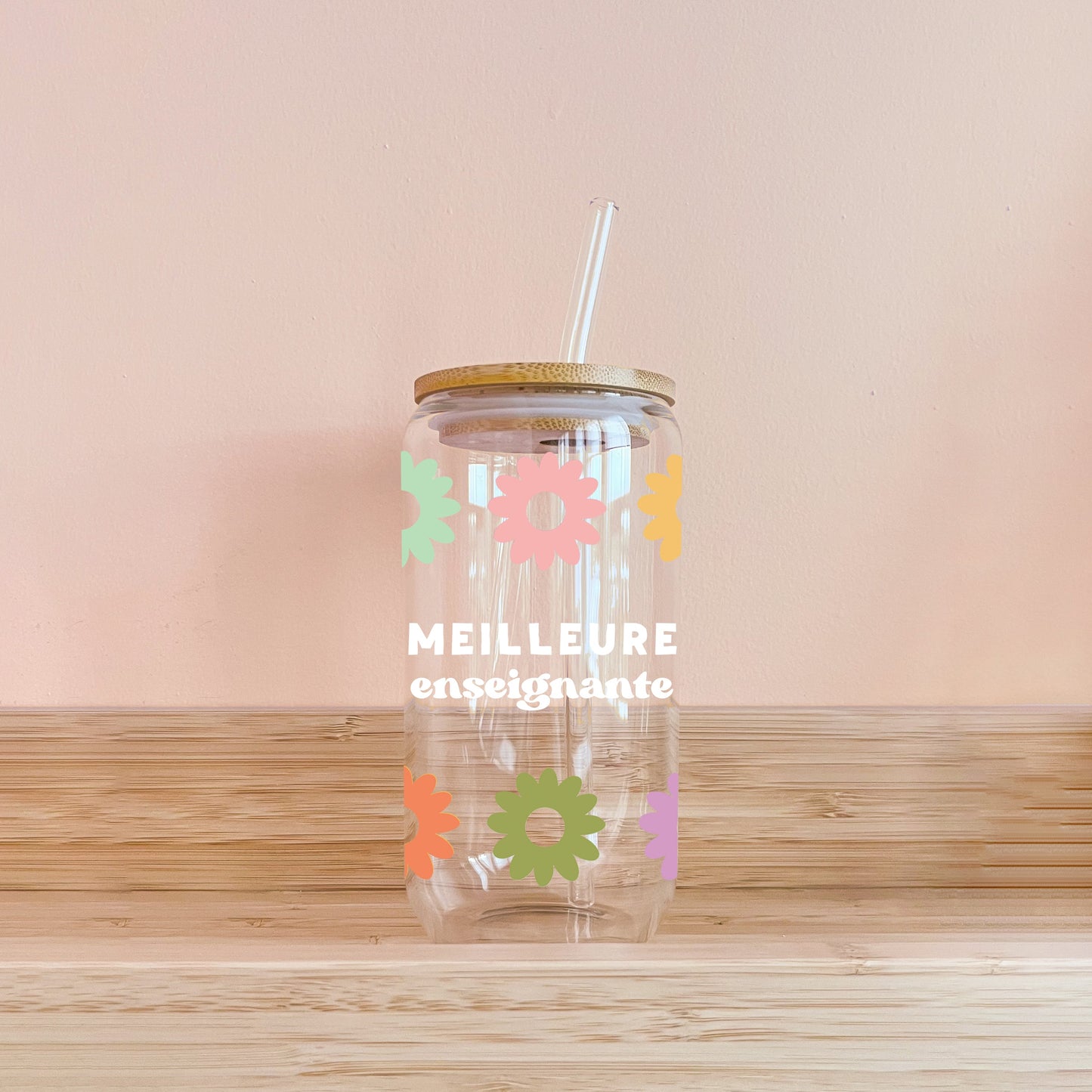 Verre - Meilleure enseignante - fleurs multi