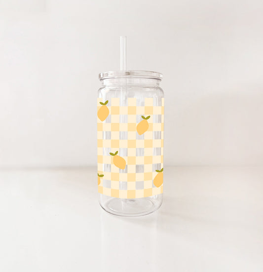 Verre en plastique - Gingham citrons