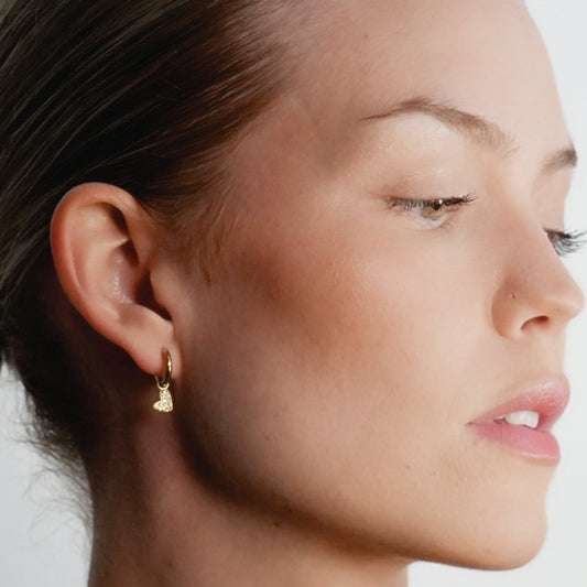 VIRTUOUS Gold: Mini Hoops with Zirconia Embedded Heart Charm