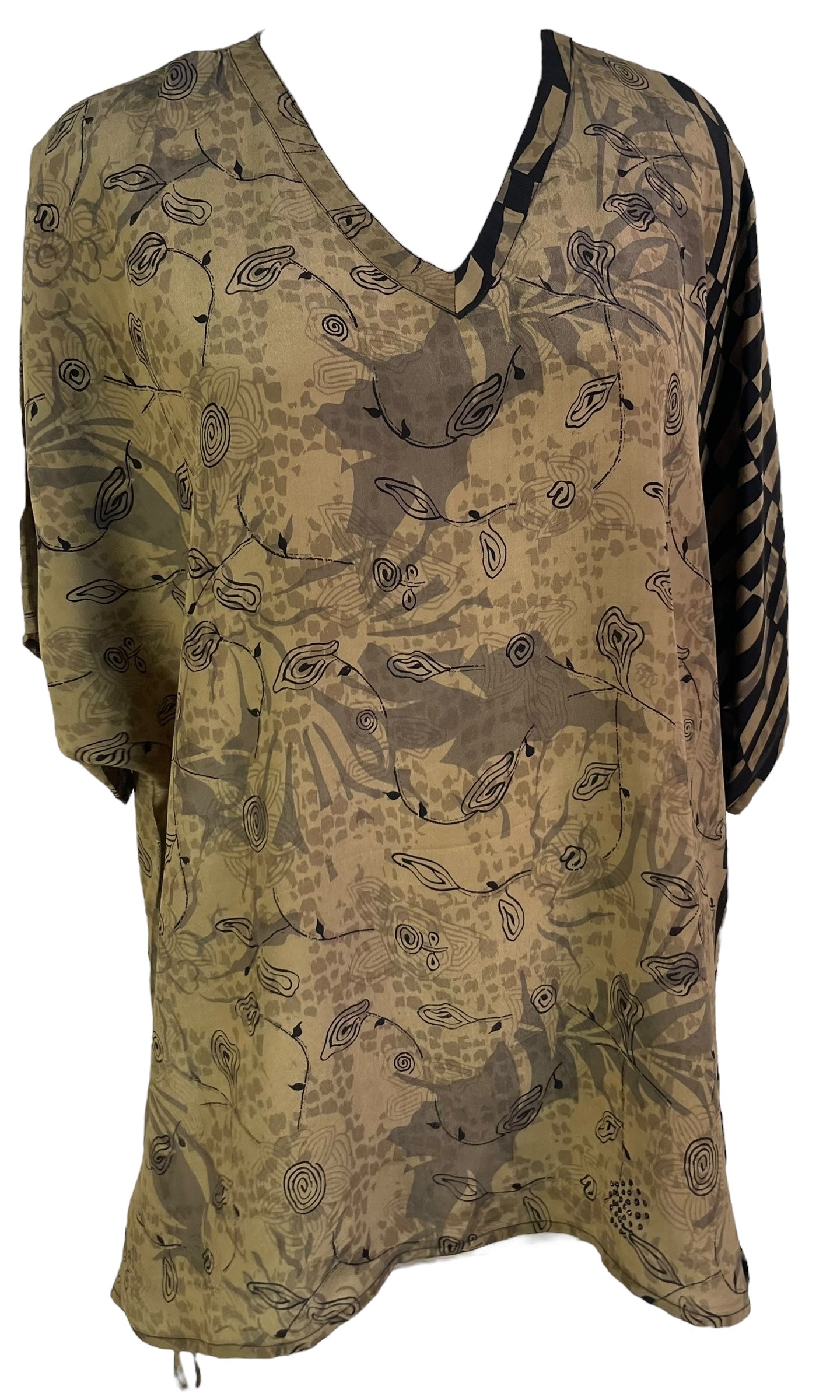 PRC7150 Avatar Pure Silk Long Tunic with Side Ties