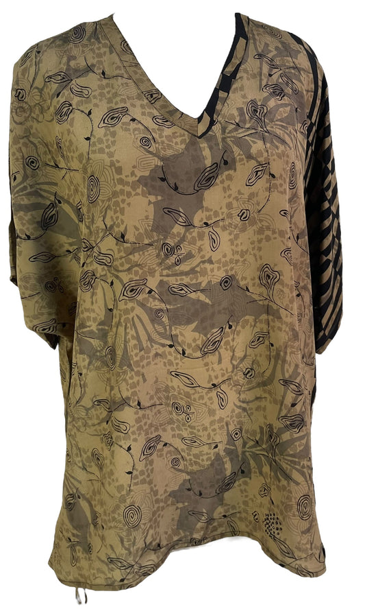 PRC7150 Avatar Pure Silk Long Tunic with Side Ties
