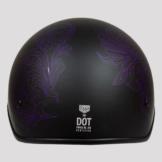 VOSS 707FRP Purple Paisley Half Helmet with Peak