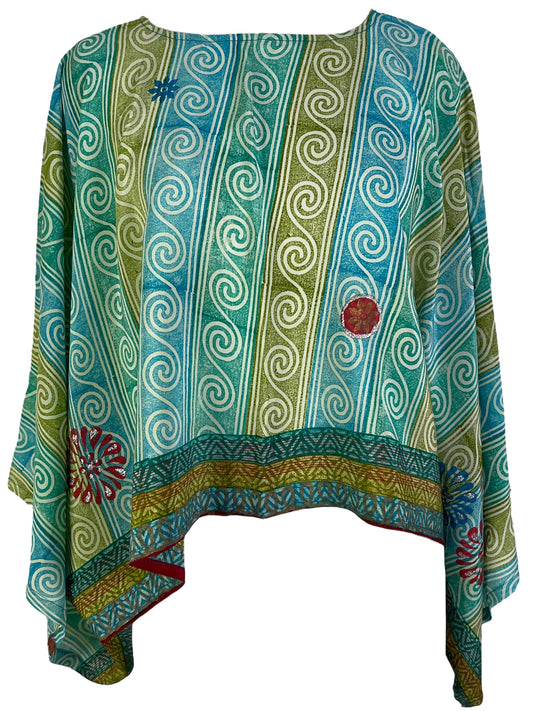 PRC6537 Avatar Pure Silk Kimono-Sleeved Top