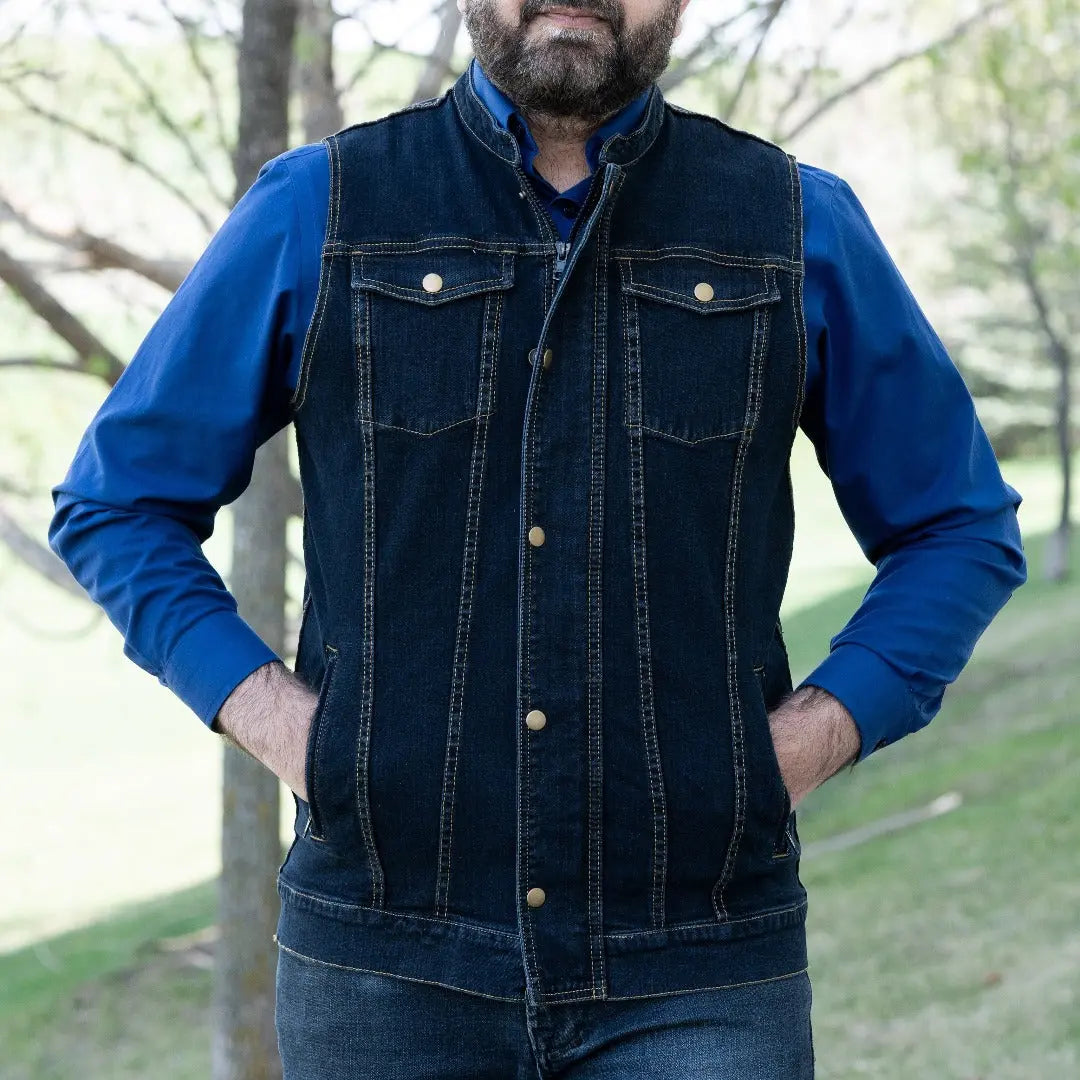 Versatile Denim Vest with Hoodie
