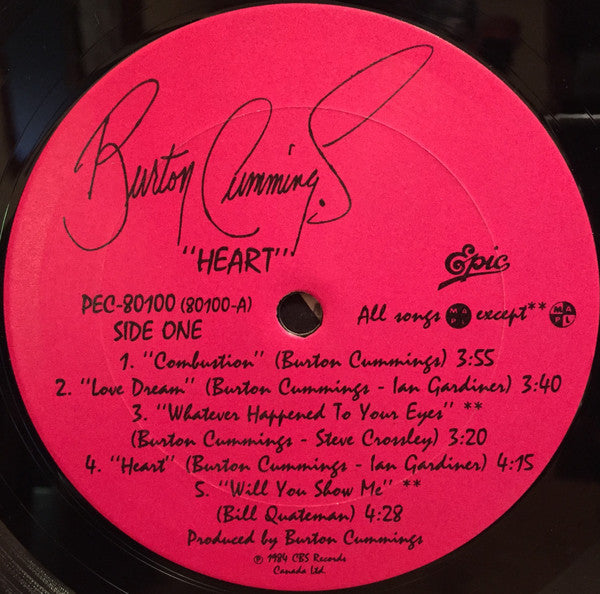 Burton Cummings – Heart - 1984 Original, Rare