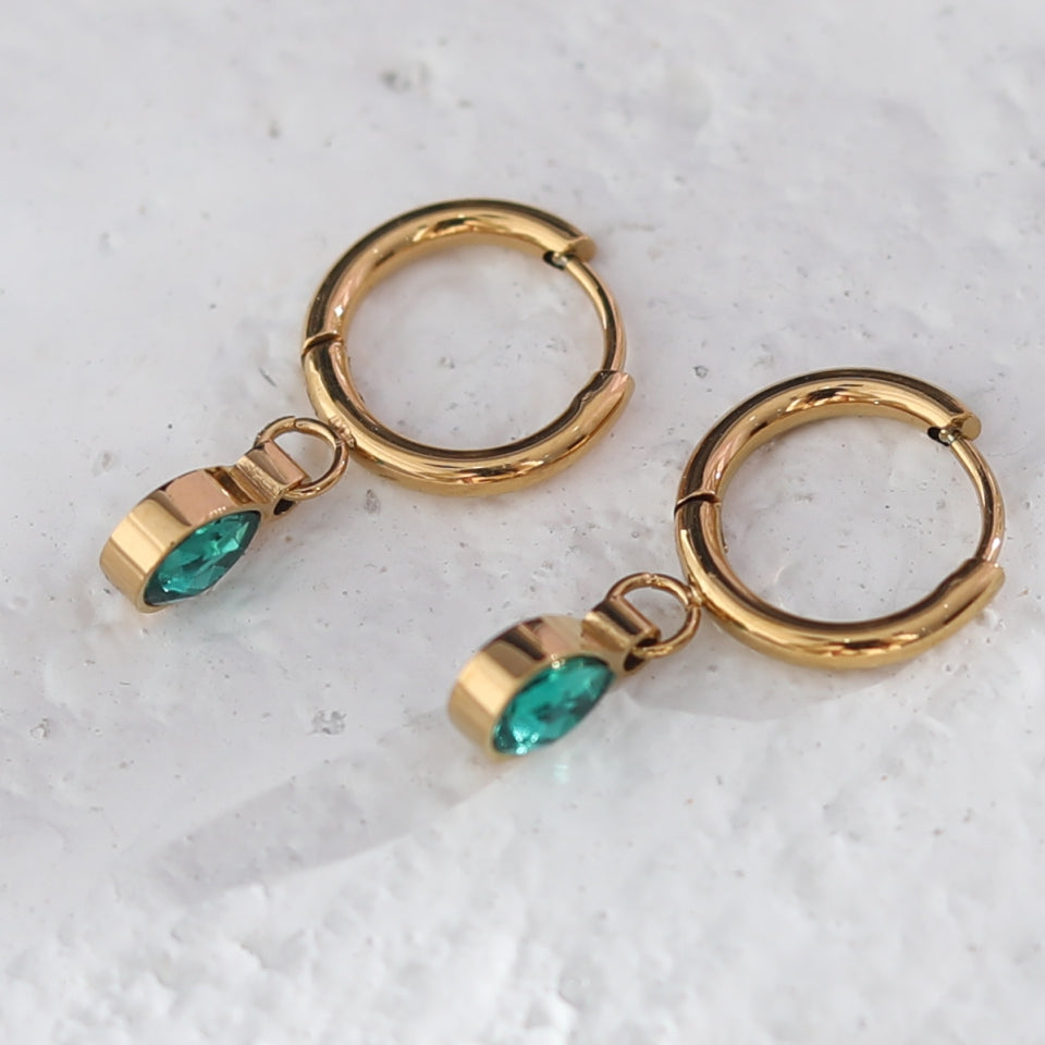 WINNIE Encased Emerald Crystal Earrings