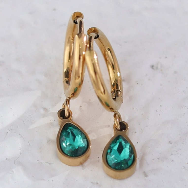 WINNIE Encased Emerald Crystal Earrings