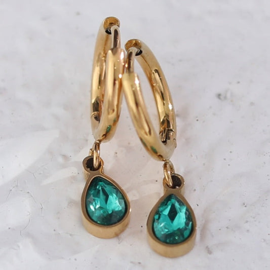 WINNIE Encased Emerald Crystal Earrings