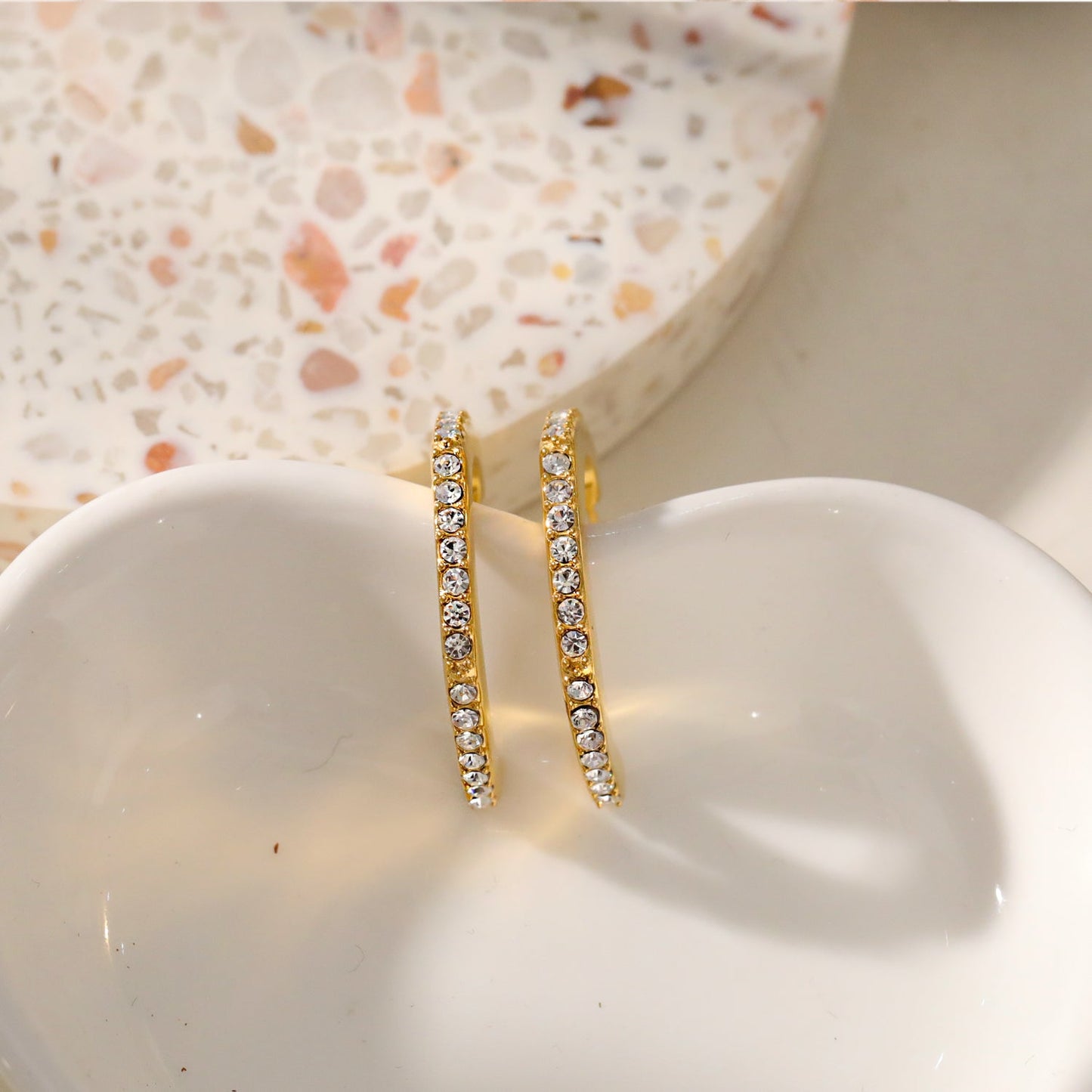 WISHAW: Pentagon-Shaped Circle Hoop Earrings with Dazzling Pavé Zirconia Gemstones