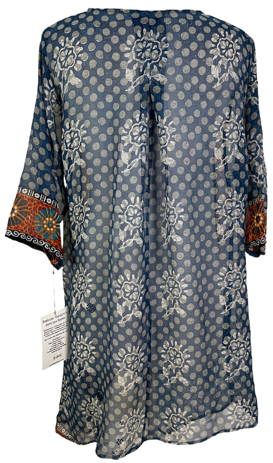 PRG6026 Sheer Avatar Pure Silk Self Pocket Tunic Dress