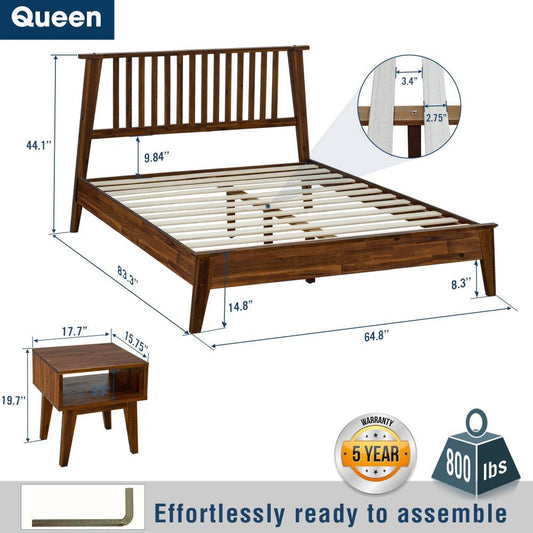 Kaylin Solid Wood Bed Frame & Nightstand Bedroom Set