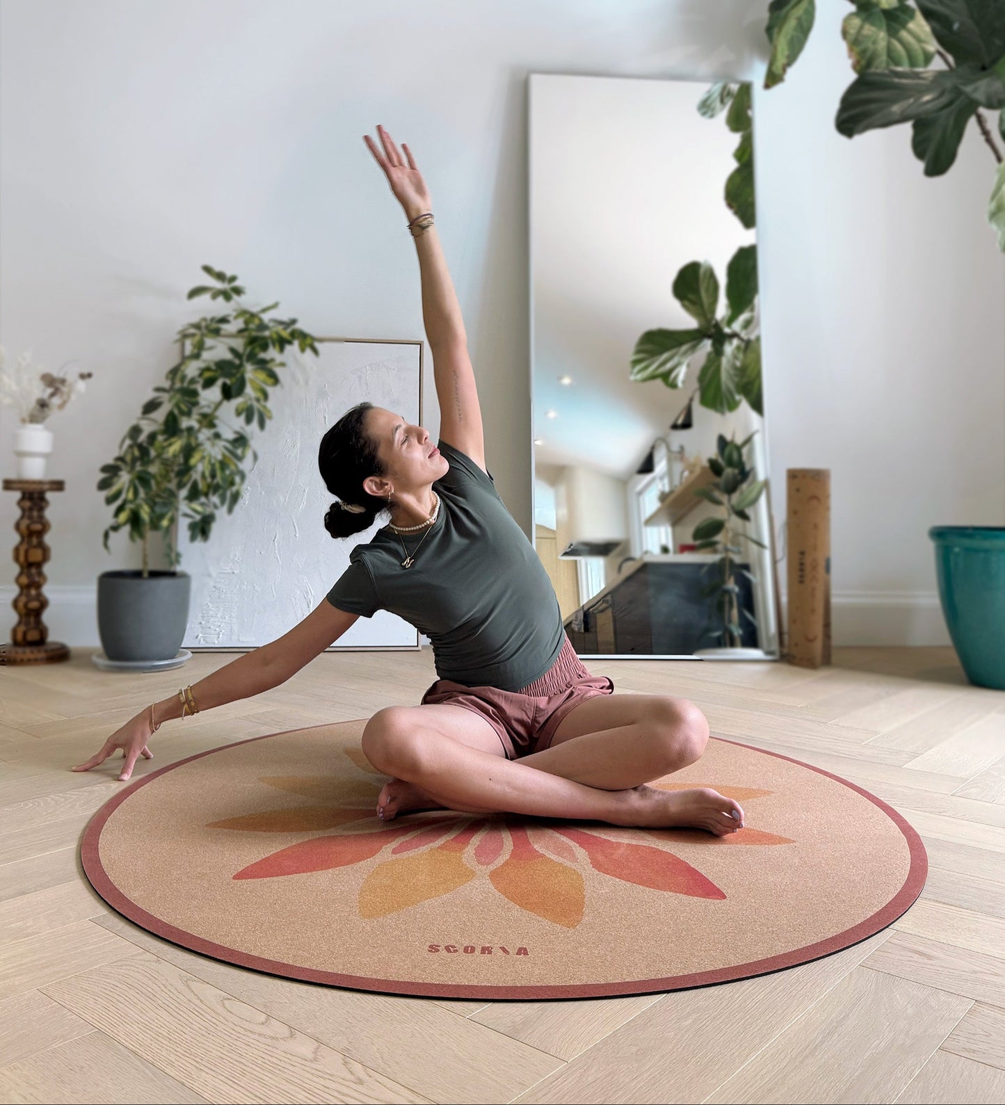 Solar Bloom Round Cork Yoga Mat | Multi-use | 53" dia