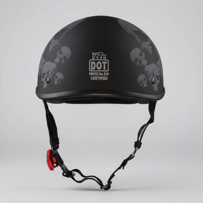 West Coast Leather Beanie Skull Motorcycle Half Helmet
