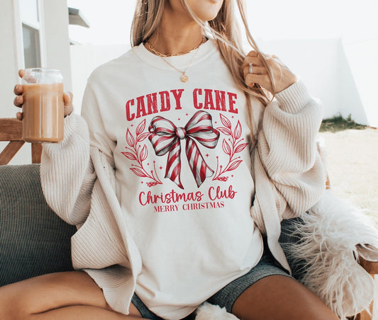 Sweatshirt Crew Hoodie Or T-Shirt  Christmas  Candy Cane Christmas Club